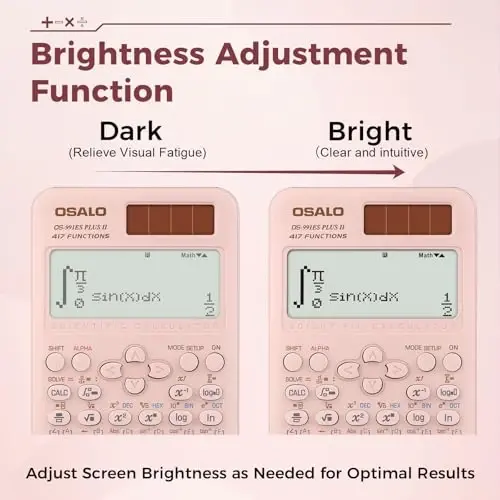 OSALO Scientific Calculator 417 Function 2 Line Written Display 10+2 Digits Solar and Battery Calculators for Students Secondary School College Pink (OS 991ES II) - 4