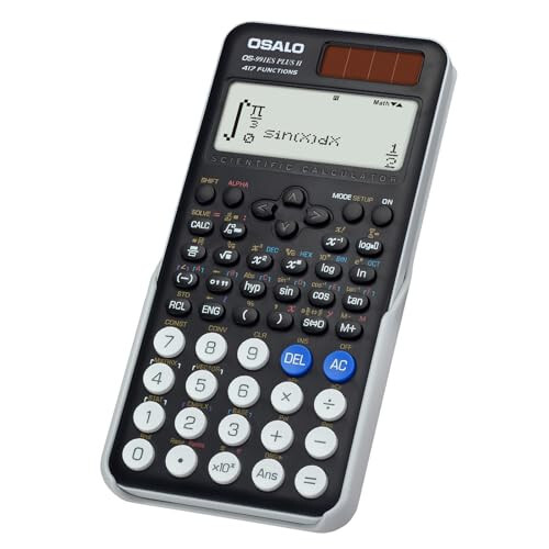 OSALO Ilmiy kalkulyator 417 Funktsiya 2 Qator 10+2 Raqamli Yozilgan displey Quyosh va Batareya hisoblagichlari Maktab Kollej talabalari O‘rta maktablar uchun Qora (OS 991ES Plus 2-nashri) - 1