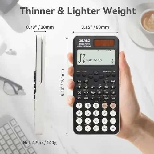 OSALO Scientific Calculator 252 Functions 2-line Written Display & Battery Solar Calculators for Secondary Students (OS-82ES-2) - 6