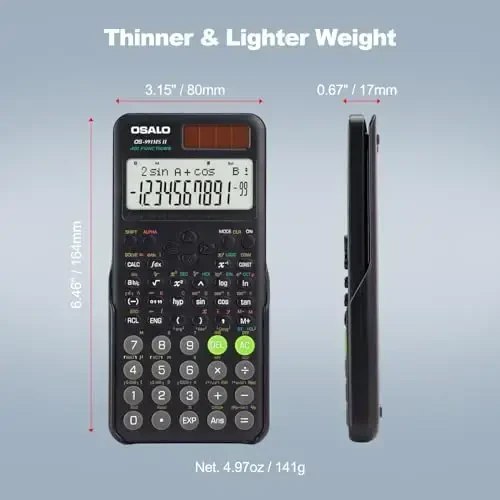 OSALO Scientific Calculator 401 Function 10+2 Digits Display Solar Battery Calculators Fraction Statistics Integral for Middle and High School College Students (OS 991MS 2nd Edition) - 4