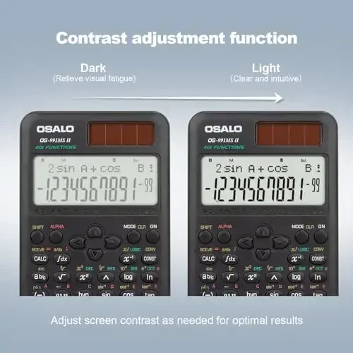 OSALO Scientific Calculator 401 Function 10+2 Digits Display Solar Battery Calculators Fraction Statistics Integral for Middle and High School College Students (OS 991MS 2nd Edition) - 5