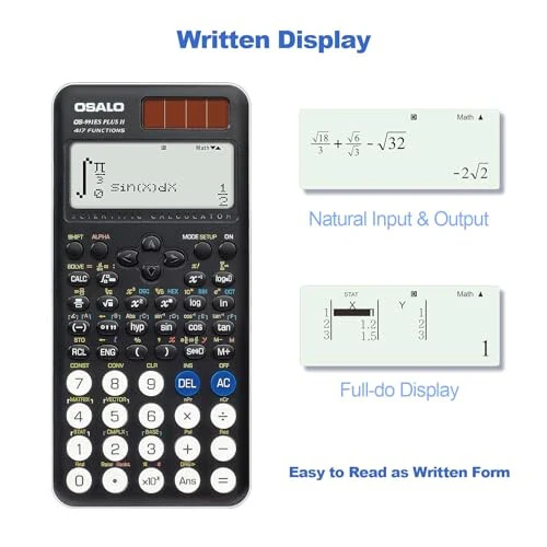 OSALO Scientific Calculator 417 Function 2 Line 10+2 Digits Written Display Solar and Battery Calculators for School College Students Secondary Black (OS 991ES Plus 2nd Edition) - 3