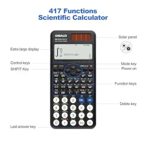 OSALO Scientific Calculator 417 Function 2 Line 10+2 Digits Written Display Solar and Battery Calculators for School College Students Secondary Black (OS 991ES Plus 2nd Edition) - 6