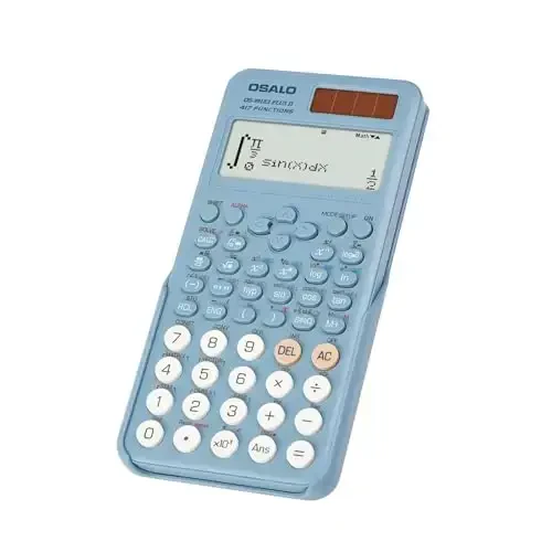 OSALO Scientific Calculator 417 Function 2 Line 10+2 Digits Written Display Solar and Battery Calculators for Students Secondary School College Blue (OS 991ES Plus 2nd Edition) 