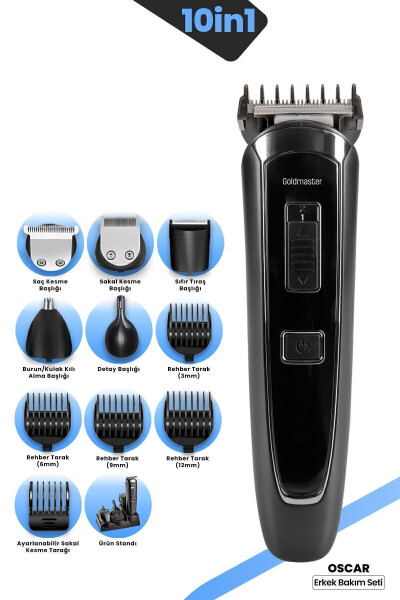 Oscar Wireless Stainless Steel Full 10 in 1 Men's Grooming Set - 17