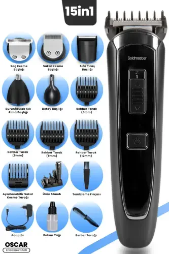 Oscar Wireless Stainless Steel Full 10 in 1 Men's Grooming Set - 1