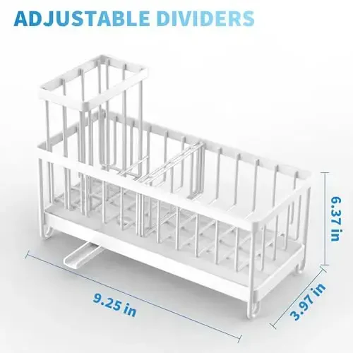 Oshxona lavabosi uchun Cisily oq gubka ushlagichi, baland cho'tka ushlagichli lavabo tashkilotchisi, oshxona usti tashkilotchilari va saqlash vositalari, zanglamaydigan 304 zanglamaydigan po'lat, sovun dispenseri tashkil qilish - 5