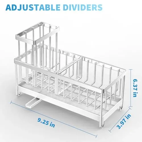 Oshxona lavabosi uchun Cisily Silver gubka ushlagichi, baland cho'tka ushlagichi bilan lavabo caddy tashkilotchisi, oshxona tezgahı tashkilotchilari va saqlash uchun zarur narsalar, zanglamaydigan 304 zanglamaydigan po'lat, sovun dispenseri bilan tashkil qilish - CISILY (1)