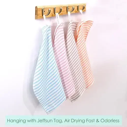 Oshxona salfetkalari 12 dona, 10x14 dyuymli kichik idish matosi idishlarni yuvish uchun, tuk qoldirmaydigan tez quriydigan qayta ishlatiladigan tozalash matosi, ultra yumshoq va tirnalishsiz vafli idish latta, oson chayiladigan ko'p rangli idish sochiq - 5