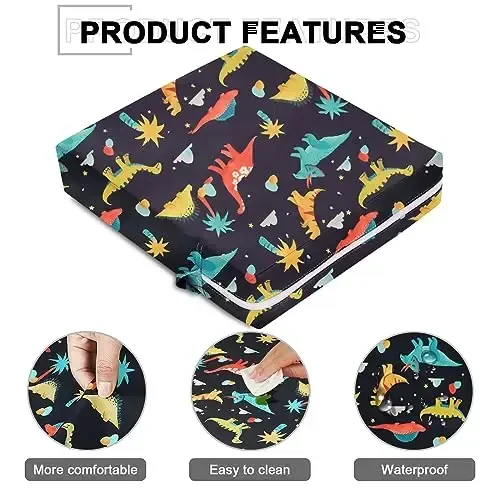 Booster Seat for Dining Table - 2Pcs Toddler Booster Seat for Dining Table Adjustable Safety Belts & Non-Slip Bottom, PU Waterproof Easy Cleaning Booster Chair Cushion with Different Height for Eating - 5