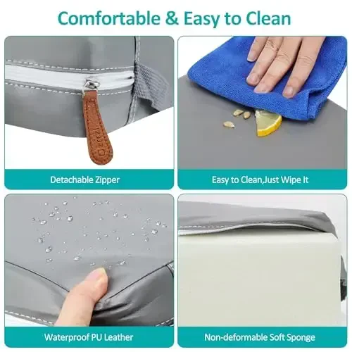 Oshxona stoli uchun Toddler Booster o'rindig'i, Kuchliroq qo'llab-quvvatlash Sirpanmaydigan pastki kuchaytirgich, Oshxona stuli uchun 2 sozlanishi kamar, Portativ sayohat va uyda o'tiradigan yostiq Kid Baby (Kulrang) - 5