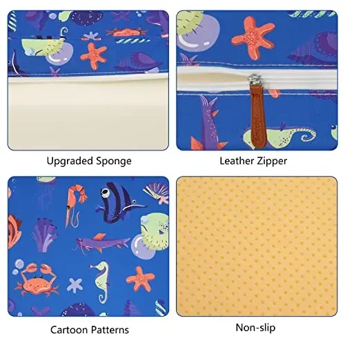 Oshxona stoli uchun Toddler Booster o'rindig'i, kuchliroq tayanch, sirpanmaydigan pastki qism, ikkita xavfsizlik kamari, oshxona Toddler uchun Booster o'rindig'i, portativ sayohat uchun balandlatuvchi yostiq (ko'k) - 4