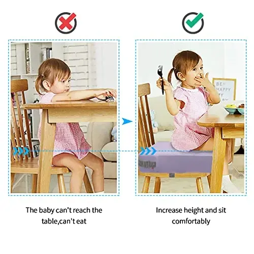 Oshxona stoli uchun Toddler Booster o'rindig'i, PU yuviladigan ikki tomonlama xavfsiz tasmali sirpanmaydigan taglikli Booster o'rindiq yostig'i, stul uchun kuchli qo'llab-quvvatlovchi portativ sayohat Booster o'rindig'i (binafsha) - TODDLER (1)