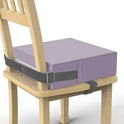 Oshxona stoli uchun Toddler Booster Seat, PU yuviladigan ikki tomonlama xavfsizlik kamarlari, sirpanmaydigan pastki kuchaytirgich o'rindiq yostig'i, stul uchun kuchli qo'llab-quvvatlovchi portativ sayohat kuchaytirgich o'rindig'i (binafsha) - 1