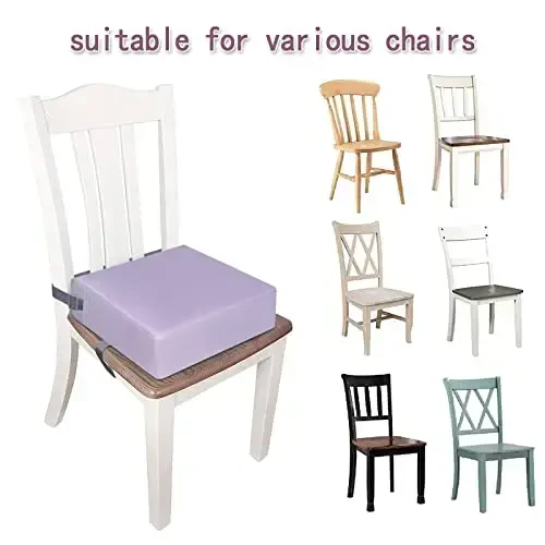 Oshxona stoli uchun Toddler Booster Seat, PU yuviladigan ikki tomonlama xavfsizlik kamarlari, sirpanmaydigan pastki kuchaytirgich o'rindiq yostig'i, stul uchun kuchli qo'llab-quvvatlovchi portativ sayohat kuchaytirgich o'rindig'i (binafsha) - 6