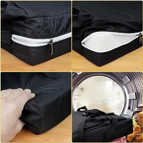 Oshxona stoli uchun Toddler Booster Seat, Stol uchun Booster Seat, 12,6x3,34 dyuymli sayohat uchun portativ baland stul, HOSEASCA chaqaloq uchun sozlanishi tasmali ixcham engil sayohat Booster Seat (qora) - 4