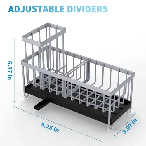 Oshxona uchun Cisily Light Gray sünger ushlagichi, yuqori cho'tka ushlagichi bilan lavabo uchun idish, oshxona peshtaxtasi organizatorlari va saqlash uchun zarur narsalar, zanglamaydigan 304 zanglamaydigan po'lat, sovun dispenseri - 2