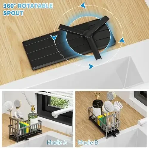 Oshxona uchun Sisilya kulrang kulrang shimgich ushlagichi, yuqori cho'tka ushlagichi bo'lgan lavabo tokchasi tashkilotchisi, oshxona usti organizatorlari va saqlash vositalari, zanglamaydigan 304 zanglamaydigan po'lat - 3