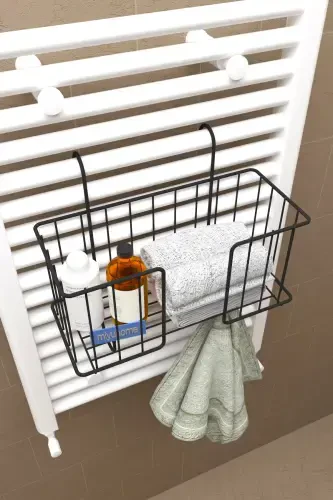 Osiladigan sochiq paneli organizatori Sochiq Banyo organizatori Sochiq quritish savati Sochiq paneli ilgagi-QORA - 5