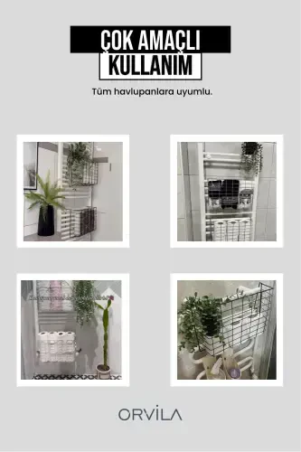 Osiladigan sochiq panjarasi, hammom sochiqni quritgich savati, hojatxona qog'ozi uchun oq rangli organizer. - ORVILA (1)