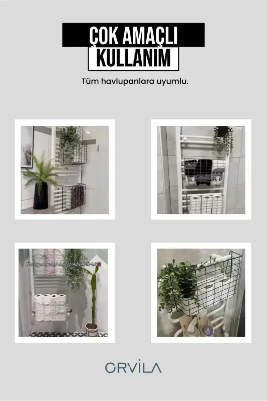 Osiladigan sochiq panjarasi, hammom sochiqni quritgich savati, hojatxona qog'ozi uchun oq rangli organizer. - 2