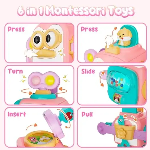 OSIMILY Montessori Toys for 1 Year Old Girl, Busy Board Cube for Girls,Baby Travel Sensory Toys for Toddlers 1-3, Fine Motor Skills Educational Toys, Birthday Gifts for 6 9 10 12 18 Girls - 3