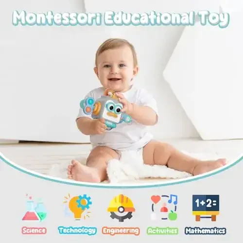 OSIMILY 1 yoshli Montessori o'yinchoqlari, 1-3 yoshli bolalar uchun sensorli o'yinchoqlar, chaqaloqlar uchun sayohat mashg'ulotlari Busy Board Cube, nozik motorika ko'nikmalarini rivojlantiruvchi o'quv o'yinchoqlari, 6, 9, 10, 12, 18 oylik bolalar uchun tug'ilgan kun sovg'asi - 2