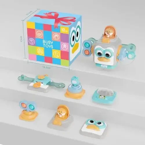 OSIMILY 1 yoshli Montessori o'yinchoqlari, 1-3 yoshli bolalar uchun sensorli o'yinchoqlar, chaqaloqlar uchun sayohat mashg'ulotlari Busy Board Cube, nozik motorika ko'nikmalarini rivojlantiruvchi o'quv o'yinchoqlari, 6, 9, 10, 12, 18 oylik bolalar uchun tug'ilgan kun sovg'asi - 6