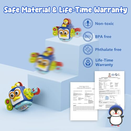 OSIMILY Montessori O'yinchoqlari 1 yosh uchun, 1-3 yoshli bolalar uchun sezgi o'yinchoqlari, Sayohat faoliyatlari band kub, 12 18 oylik chaqaloqlar uchun sovg'alar, Motor ko'nikmalarini o'rganish o'yinchoqlari (Ko'k) - 6