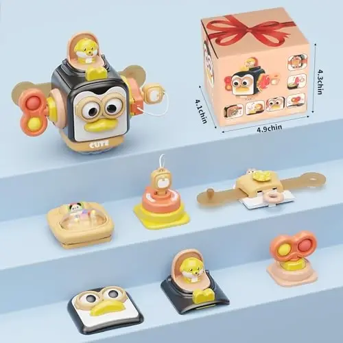 OSIMILY Montessori o'yinchoqlari 1 yoshli bolalar uchun, 1-3 yoshli bolalar uchun sensorli o'yinchoqlar, go'daklar uchun sayohat o'yinlari, band taxtali kub, nozik motorika ko'nikmalarini rivojlantiruvchi o'quv o'yinchoqlari, 6, 9, 10, 12, 18 oylik bolalar uchun tug'ilgan kun sovg'asi - 6