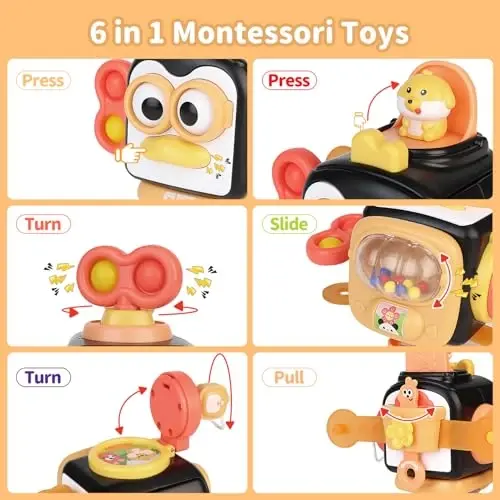 OSIMILY Montessori Toys for 1 Year Old,Sensory Toys for Toddlers 1-3,Baby Travel Activities Busy Board Cube,Fine Motor Skills Educational Toys,Birthday Gift for Kids Aged 6, 9, 10, 12, 18 Months - 3
