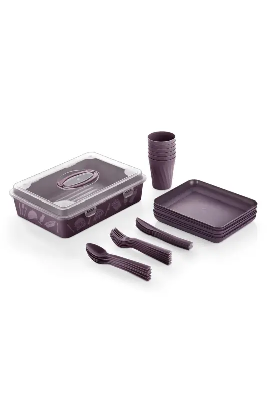 Osita Home Picnic Set 32 Pieces Plum-PLUM - 2