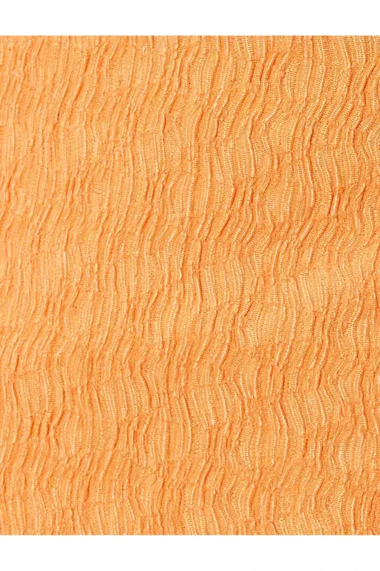 Osma Kalem Ko'ylak Astarlı Yurak Yoqali Oldidan Bog'lanadigan Detalli Yirtigli Fiyonk Detalli Burmali-To'q sariq - 6