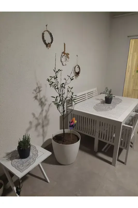 Osmanlı 5 Parça Lüks Runner Salon Oda Masa Sehpa Örtüsü Takımı Fransız Güpürlü Çeyizlik Set-Gri - 3