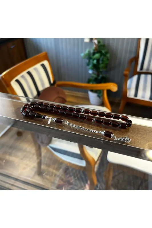 Osmanlı Modeli Sıkma Kehribar Gümüş Tasarım - 3