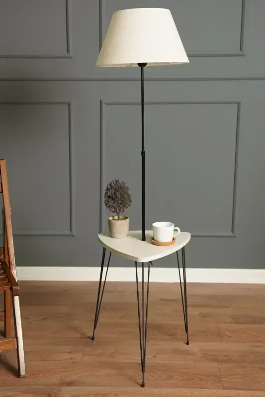 Osmean Decorative Metal Lamp with Wooden Table Desert Beige Lmbd-62-Desert Beige - 1