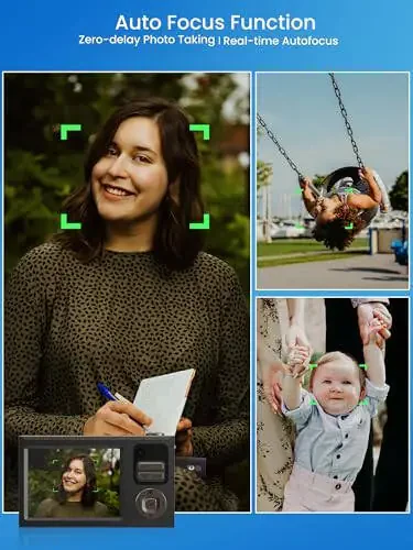 O'smirlar uchun yangilangan raqamli kamera, FHD 4K 68MP avtofokusli raqamli kamera 32GB SD karta bilan 16X zum, fotosuratlar uchun kameralar, kompakt nuqta va tortishish kamerasi o'smir o'g'il qiz bolalar kamerasi boshlang'ich - 5