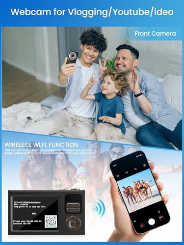 O'smirlar uchun yangilangan raqamli kamera, FHD 4K 68MP avtofokusli raqamli kamera 32GB SD karta bilan 16X zum, fotosuratlar uchun kameralar, kompakt nuqta va tortishish kamerasi o'smir o'g'il qiz bolalar kamerasi boshlang'ich - 1