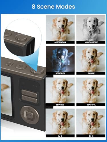 O'smirlar uchun yangilangan raqamli kamera, FHD 4K 68MP avtofokusli raqamli kamera 32GB SD karta bilan 16X zum, fotosuratlar uchun kameralar, kompakt nuqta va tortishish kamerasi o'smir o'g'il qiz bolalar kamerasi boshlang'ich - 3