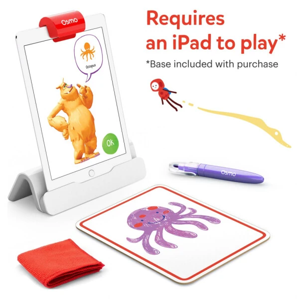 Osmo - Monster Starter Kit for iPad, Ages 5-10, 3 Educational Games, Learn Creative Drawing, Cartoon Drawing, Physics Toy, Erasable Drawing Board, Arts and Crafts, Art Sets, Kids Activities, STEM Toys - OSMO