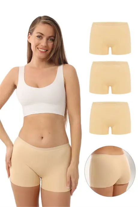 Основные лазерные женские бесшовные боксеры 3-Pack Nude - 1