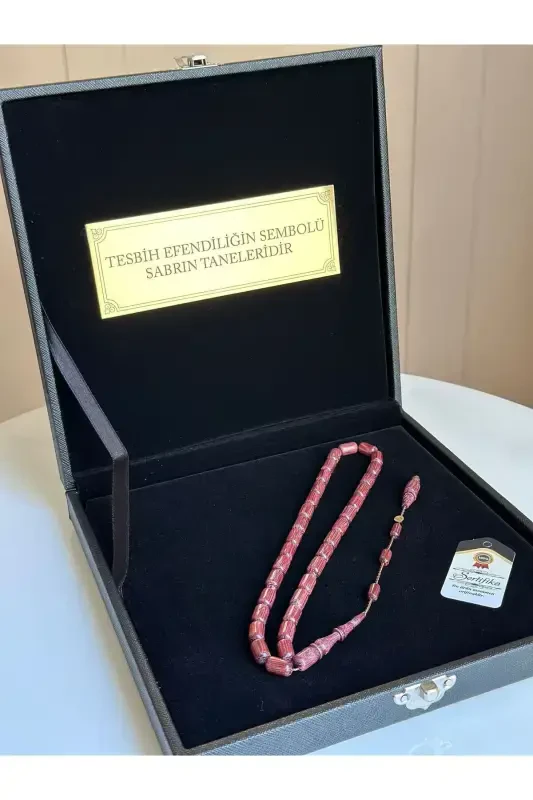 Особое письмо, специальная коробка, четки из моргальского дерева с подписью мастера, мужской подарочный сертификат с персональным именем и бордовым отливом - 1