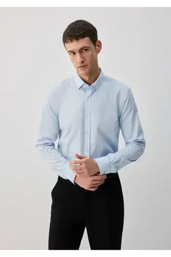 Oson dazmollanadigan ko'k ko'ylak Slim Fit / Tor Kesim - 2