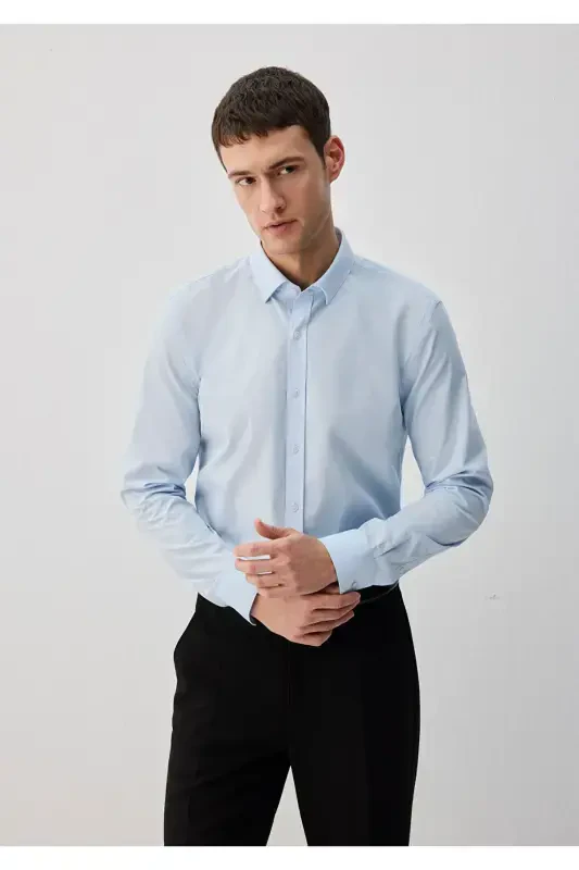 Oson dazmollanadigan ko'k ko'ylak Slim Fit / Tor Kesim - 2