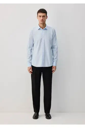 Oson dazmollanadigan ko'k ko'ylak Slim Fit / Tor Kesim - 3