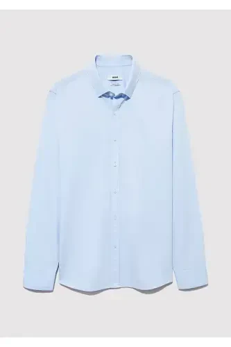 Oson dazmollanadigan ko'k ko'ylak Slim Fit / Tor Kesim - 8