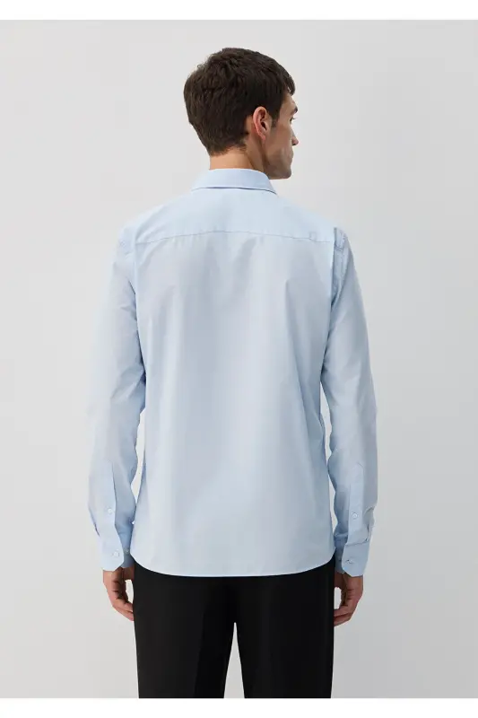 Oson dazmollanadigan ko'k ko'ylak Slim Fit / Tor Kesim - 4