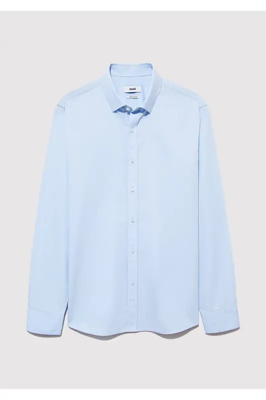 Oson dazmollanadigan ko'k ko'ylak Slim Fit / Tor Kesim - 8