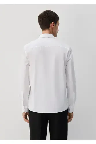 Oson dazmollanadigan oq ko'ylak Slim Fit / Tor bichim - 5