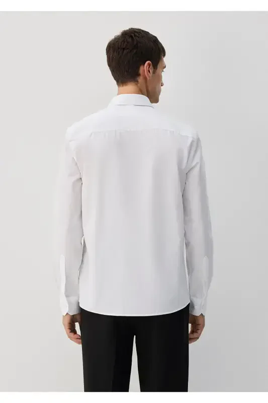 Oson dazmollanadigan oq ko'ylak Slim Fit / Tor bichim - 5